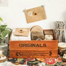 1pc Multi-Color Rectangular Wooden Tray, Vintage Japanese Style Desktop Storage Box, Suitable For Office, Stationery Organizer, Tape Holder, Everyday Use, Christmas Home Decor, Decor, Christmas, Table Decor Makeup Organizer, Makeup Stuff, Box With Lid, Storage Box Plastic, Storage Organizer, Makeup Display, Organiser Makeup, Storage Makeup Organizer, Clear Shelf, Organizer For Makeup, Gifts For Women, Desktop Storage, Desk Tidy, Byoma Skincare, Dressing Table Makeup, Organizeres - Multicolor - View 1