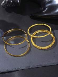 1 chiếc vòng tay mạ vàng 18K sang trọng cổ điển, phù hợp làm trang sức cô dâu mặc trong đám cưới, quà tặng trang sức ngày lễ - Vàng - Xem 2