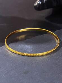 1 chiếc vòng tay mạ vàng 18K sang trọng cổ điển, phù hợp làm trang sức cô dâu mặc trong đám cưới, quà tặng trang sức ngày lễ - Vàng - Xem 8