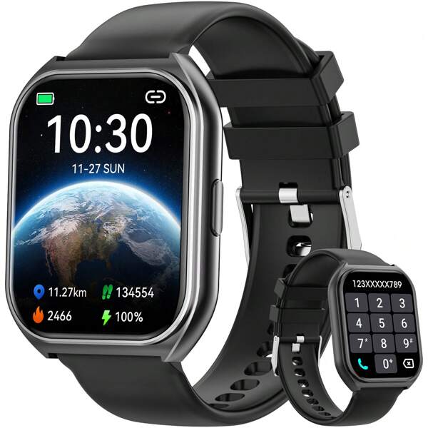 Reloj inteligente para hombres y mujeres (responder/hacer llamadas), reloj deportivo con seguimiento de actividad física de 1,83 pulgadas con podómetro, monitorización de sueño/pasos/actividad/frecuencia cardíaca, para teléfonos Android iOS