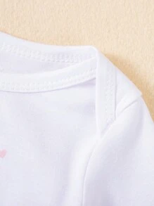 Baby Girl Holiday Outfit Set - Cute Cartoon Letter Print Long Sleeve Bodysuit, Mesh Skirt, And Hair Accessory, Fashionable Baby Girl Clothing For Celebration, Photography, Party - Pink - View 6