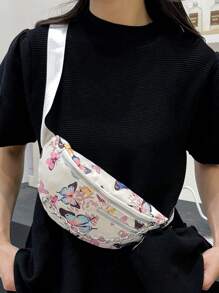 Túi đeo chéo họa tiết bướm họa tiết da báo thời trang có thể tháo rời, thích hợp cho du lịch và thể thao, đựng vừa điện thoại, ví - Nhiều màu - Xem 1