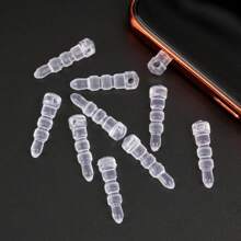10pcs/Set Silicone Dust Plug/Phone Charging Port Dust Plug/Decoration Pendant/Compatible With Iphone/Type-C/Android Plug - Clear - View 10