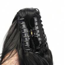 Long Curly Hair Extensions With Ponytail Clip For Women Synthetic Hair Accessory For Halloween And Christmas - 黑色 - 查看 6