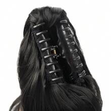 Long Curly Hair Extensions With Ponytail Clip For Women Synthetic Hair Accessory For Halloween And Christmas - 黑色 - 查看 3