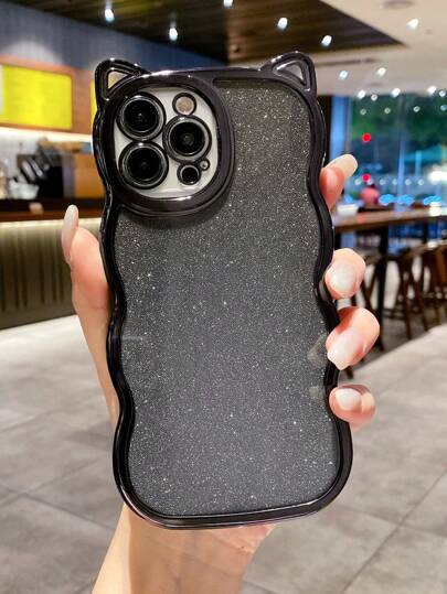 Ốp lưng điện thoại hình tai thú dễ thương, màu đen, mạ điện 6D, thiết kế hoạt hình dễ thương với viền lượn sóng + lớp lót kim tuyến, tương thích với iPhone 17/17 Pro/17 Pro Max, 16/16 Pro/16 Plus/16 Pro Max, 7/8/7 Plus/8 Plus, X/XS/XR/XS Max, 11/11 Pro/11 Pro Max, 12/12 Pro/12 Pro Max, 13/13 Pro/13 Pro Max, 14/14 Pro/14 Plus/14 Pro Max, 15/15 Pro/15 Plus/15 Pro Max. Thích hợp làm quà tặng sinh nhật.