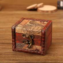 1 hộp đựng đồ bằng gỗ cổ điển, hộp trang trí nhỏ, hộp đựng đồ trang sức cổ điển, món quà thanh lịch cho Halloween và Giáng sinh - Nhiều màu - Xem 8