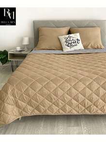 1 Duvet Cover + 2 Pillowcases, 2x2.30M, Cotton Material, Winter Rhombus Pattern Duvet Cover, Full Set For King Size Bed, Room Decor, Home - 米色 - 查看 1