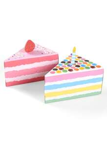 8/10/12/16/20pcs Cute Birthday Gift Box Candy Box With Hand Gift Box Triangle Cake Shape Birthday Party Creative Gift Box Party Company Gift Box, Small Business Supplies, Packaging Box, Wedding Decorations, Wedding - Multicolor - View 6