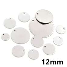 30 件 6-25 毫米圆形吊饰不锈钢镀金圆形单孔吊饰 DIY 项链吊坠珠宝配件 - round charms - 查看 14