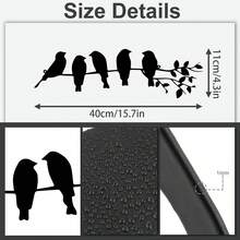 1 件 40x11cm 鸟类金属墙饰，树枝上的鸟类装饰，家居礼品，家居装饰礼品，户外标志，门口壁挂，墙饰 - 黑色 - 查看 2