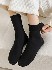 5 Đôi Tất Chống Tuyết Nhiều Màu, Lót Nhiệt, Dày Dặn, Giữ Ấm, Ống Giữa, Miệng Đàn Hồi, Dành Cho Nữ - Nhiều màu - Xem 8