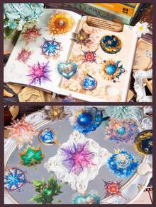 10/20 Miếng Dán PET Sáng Tạo Phong Cách Steampunk, Hoa Phong Tình Yêu, Hoa Tuyết, Keo Dán Trang Trí Dùng Để Gói Quà, Làm Sổ Lưu Niệm, Viết Nhật Ký, v.v. - Lý Tưởng Cho Ốp Điện Thoại, Bình Nước & Dự Án Nghệ Thuật, Vật Liệu Làm Tranh Ghép Tinh Tế - Nhiều màu - Xem 7