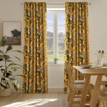 Topfinel 2 Panels Floral Curtains  Blackout Elegant Vintage Farmhouse Country Hummingbird Patterned Curtains For Dining Living Room Bedroom - 芥末黃 - 查看 10
