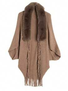 1pc Women's Fashion New Bestselling Fringed Turtleneck Poncho Scarf, Autumn/Winter