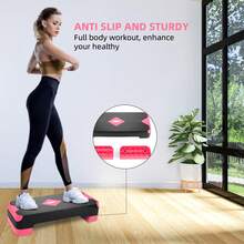 ACTIVE FOREVER Steppers For Exercise , Aerobic Step Board And Height Adjustable, Non-Slip Fitness Stepper Equipment For Exercise Workout Home Office - 68cm-Dua-Lapisan-Merah - View 5