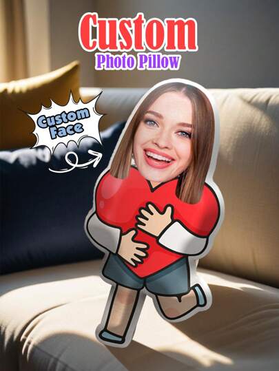 1pc Customized Face Pillow, Personalized 3D Face Pillow, Customized Headrest, Customized Photo Pillow, Personalized Doll, Customized Image Pillow, Birthday Gift, Valentine's Day Gift, Mother's Day Gift, Graduation Gift, Wedding Gift, Christmas Gift, Housewarming Gift, Suitable For Sofa, Bed, Car, Tea Room, Bedroom, Living Room, Washable, Lightweight, Breathable, Fun