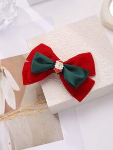 1 件装圣诞老人蝴蝶结装饰发夹，适合女孩，迷你爪夹，适合圣诞派对、日常佩戴 - 彩色 - 查看 5