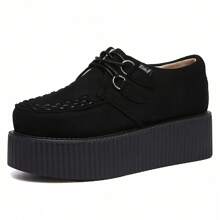 RoseG Giày đế bệt buộc dây bằng da lộn thủ công cho nữ ngày lễ tình nhân - màu đen - Xem 1