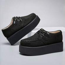 RoseG Giày đế bệt buộc dây bằng da lộn thủ công cho nữ ngày lễ tình nhân - màu đen - Xem 2