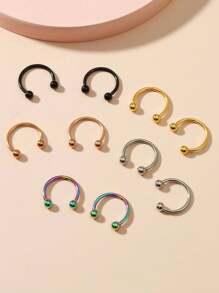 8pcs/16pcs/10pcs Stainless Steel C-Shaped Nose Rings