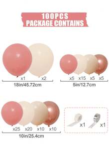 100 Peças Kit Arco de Guirlanda de Balões Rosa Retrô com Dourado Rosé, Conjunto de Decoração de Balões de Látex para Aniversário de Princesa, Casamento, Decoração, Estilo Retrô Festa de Aniversário Feminina, Decoração de Arco de Balões