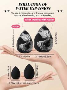 1 套化妆海绵套装包括 1 个双色化妆海绵 + 2 个迷你化妆海绵、化妆粉扑、化妆海绵、气垫粉扑、化妆海绵套装，适用于霜状和粉末遮瑕膏、散粉化妆品应用，