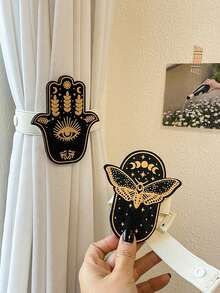 1/4 piezas de Soportes decorativos de madera para cortinas, ganchos para cortinas de ventana, aptos para decoración del hogar, dormitorio, oficina, balcón, sala de estar - hebilla de cortina de madera - Ver 5