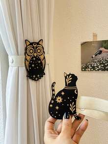 1/4 piezas de Soportes decorativos de madera para cortinas, ganchos para cortinas de ventana, aptos para decoración del hogar, dormitorio, oficina, balcón, sala de estar - hebilla de cortina de madera - Ver 2