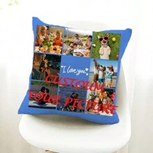 1PC Single Printed Custom Photo Cushion Cover ,Tailored To The Family's Cushion Cover,DIY Customized Home Decorative,Exquisite Warm And Harmonious Family Atmosphere Gift For AnniversariesSuitable For Valentine's Day, Mother's Day, Father's Day, Thanksgiving,Headboard Pillow, Sofa Cushion, Car Headrest, Office Pillow Cover,For Housewarming Sofa,Bed,Car,Tea Room,Bedroom,Living Room - Blue-puzzle Customization - View 5