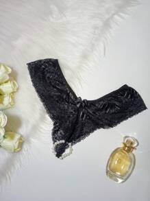 Thai Panties Pearl Ring G-String Sensual Lingerie Sexy One Size White Promotion - màu đen - Xem 2