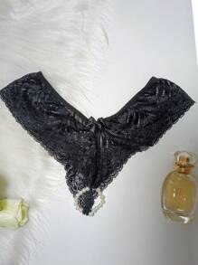 Thai Panties Pearl Ring G-String Sensual Lingerie Sexy One Size White Promotion - màu đen - Xem 4