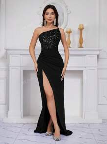 Women's New Sequin Fairy Long Sleeveless Fashion Maxi Formal Dress, Elegant,Party Dress,Cocktail