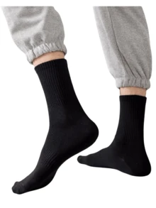 5/10 đôi tất dài đến bắp chân màu trơn Unisex, phù hợp cho cả nam và nữ mặc hàng ngày - Nhiều màu - Xem 10