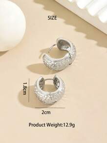 1 Bộ Hoa tai vòng kim loại hình học nhiều màu, Phụ kiện hoa tai thời trang đơn giản, thanh lịch, sang trọng, thích hợp cho công sở hàng ngày, đi chơi với bạn bè, tiệc tùng, sinh nhật, đám cưới, kỳ nghỉ, mua sắm ngoài trời - Bạc - Xem 12