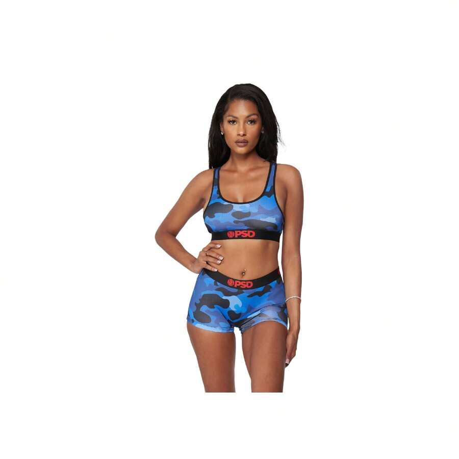 Icy Camo Blue Women's Sports Bra 4224T1030 - Blue - View 1