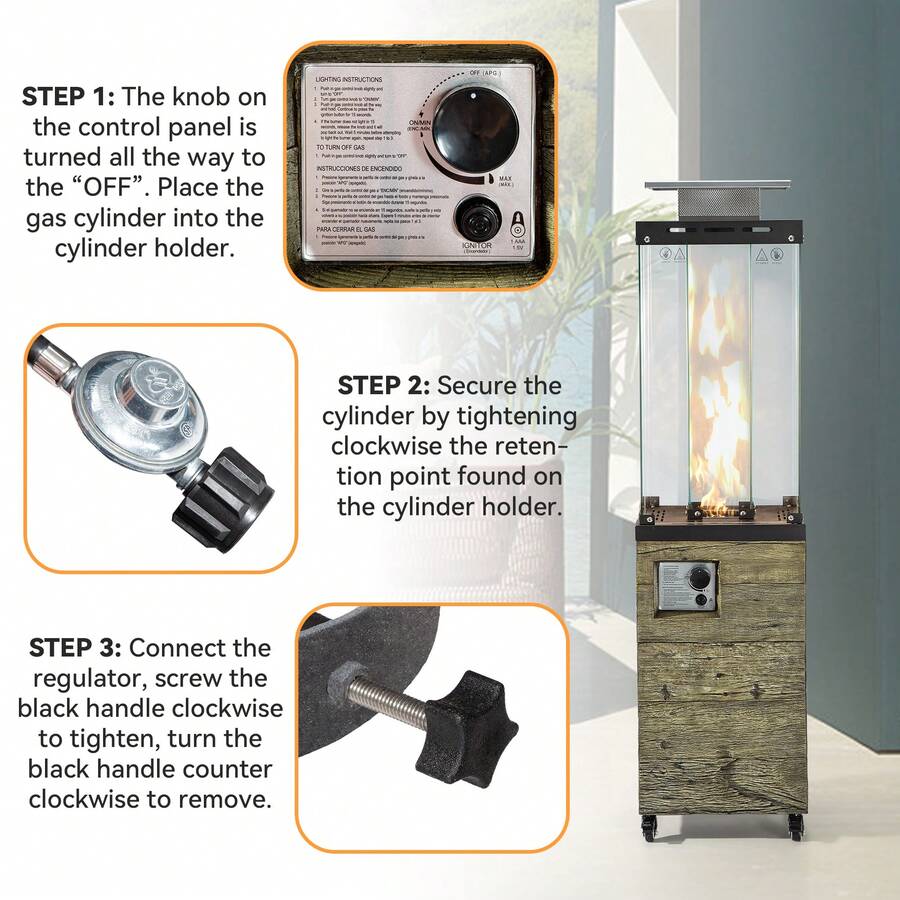 Patio Propane Heater, Outdoor 41000BTU Standing Heater With Double