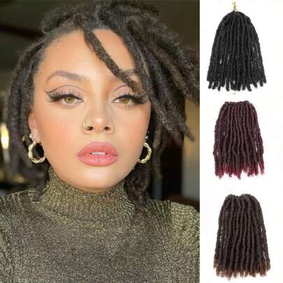 Cabello trenzado a ganchillo de faux locs de 8 pulgadas, diosa pre-retorcida, 1 paquete de cabello sintético para extensiones de trenzas pre-enrolladas para uso diario (negro/marrón/granate/vino tinto)