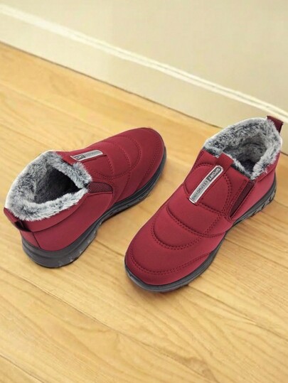 Women's Thermal Lined Waterproof Anti-Slip Casual Ankle Snow Boots, Comfortable One-Touch Winter Outdoor