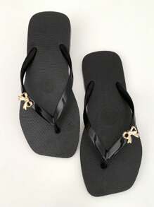 Women's Flip Flops Sandals Comfortable Casual Promotion Light And Soft Super Elegant - 黑色ABS - 查看 5