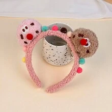 1 dây buộc tóc hình bánh quy bằng vải nhung, thiết kế chú hề dễ thương, thích hợp sử dụng hàng ngày, mặt nạ, trang điểm, mùa đông - Nhiều màu - Xem 10