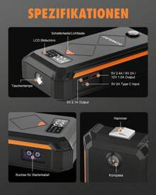 ACMOUNT power bank per avviamento di emergenza, avviatore per auto da 3000 A per veicoli a 12 V, power bank per avviamento con display LCD, torcia a LED, USB, bussola (fino a 10,0 litri di benzina, motori da 8,0 litri) avviatore di emergenza per auto