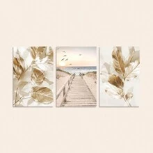 3pcs Sang trọng Vàng Lá cây & Trắng Thiết kế hoa Treo tranh Bộ , Phong cách tối giản tranh sơn dầu In hoa , Hoàn hảo Đối với Phòng khách , Phòng ngủ & Nhà  Đồ trang trí , Đóng khung - Lá và hoa vàng (không khung) - Xem 17