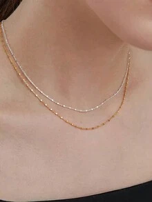 1pc S925 Sterling Silver Small Cube Sparkling Necklace, Elegant Jewelry, Minimalist Classic Design, Suitable For Women's Daily Wear, Wedding And Ceremony Accessories - Chain - View 13