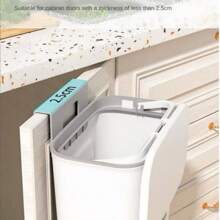 1pc Kitchen Trash Can Wall Mounted Household With Lid For Bathroom, Living Room, Food Waste Hanging Garbage Bin