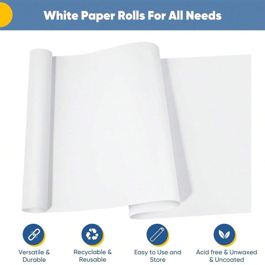 Kraft Craft Paper Roll, White Wrapping Paper, Bulletin Board Paper Roll