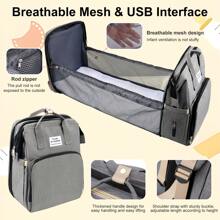 Deluxe Changing Backpack - Changing Bag Set: Backpack, Changing Pad, Integrated Bed, Car Hooks - Grey - View 4