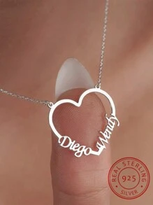 Custom Heart Font Name Necklace, 925 Silver Neck Chain - Perfect For Mother's Day, Valentine's Day, Birthday, Anniversary, Graduation