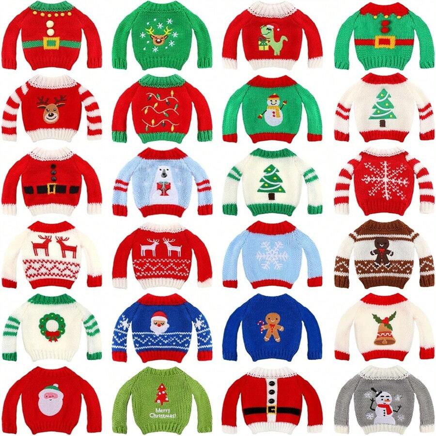 20 Kiểu Quần áo & Phụ kiện Búp bê Giáng sinh Có thể Lựa chọn, Áo len Búp bê Đan có Ông già Noel, Cây thông Noel, Tuần lộc, Hình in Người tuyết, Trang phục Búp bê Ngày lễ Trang trí - Nhiều màu - Xem 1