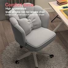 Office Chair Cute Petal Desk Chair, Modern Fabric Home Butterfly Chairs Height Adjustable Chair Makeup Chairs Computer Chairs - 淺灰色 - 查看 5